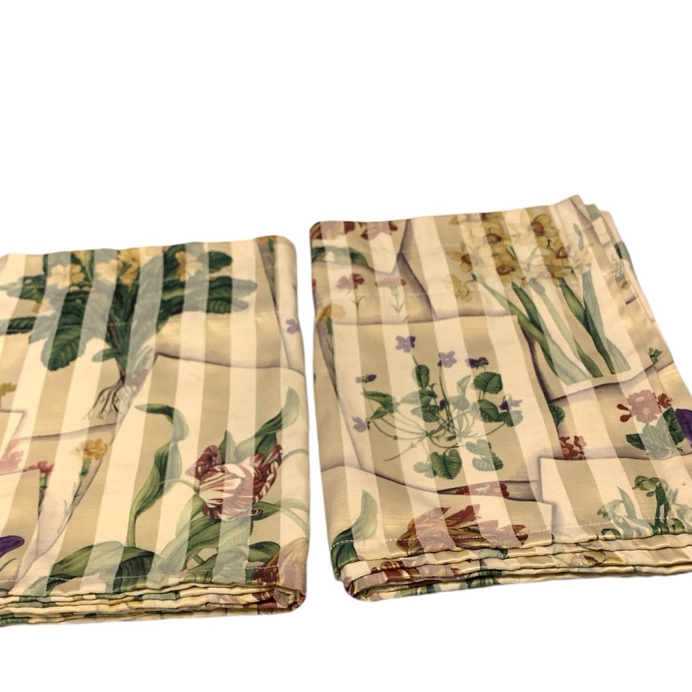 Country cottage core thick material flowers stripes valance set of two  96 X 17